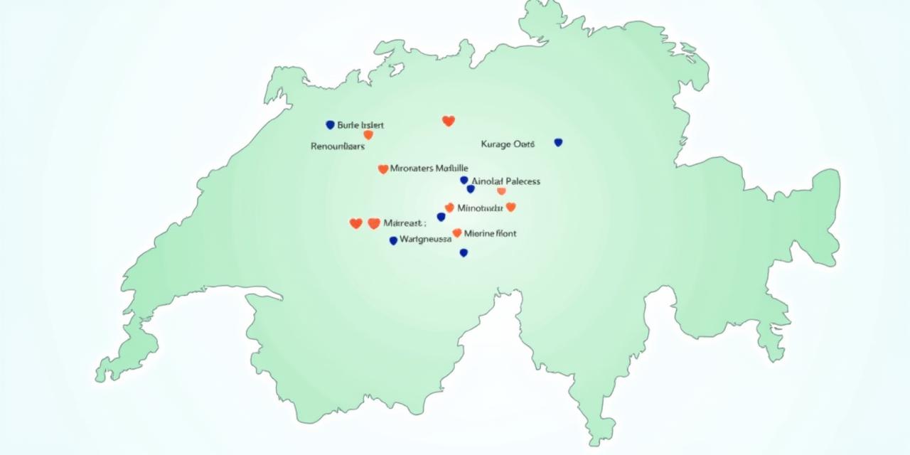 Karte der Schweiz mit markierten Standorten des SwissTag Partnernetzwerks